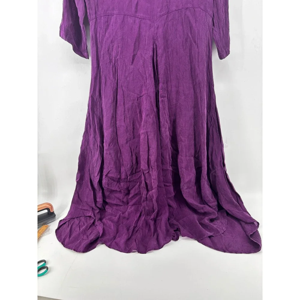 Click by Color Me Cotton Purple Crinkle Cupro Drape Dress Lagenlook Large NEW - Picture 5 of 8